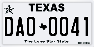 TX license plate DAO0041