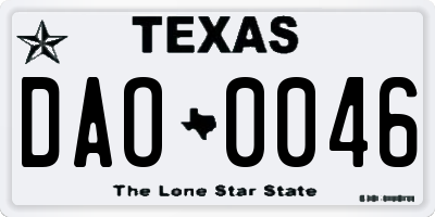 TX license plate DAO0046