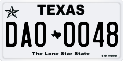 TX license plate DAO0048