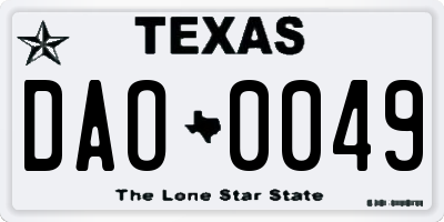 TX license plate DAO0049