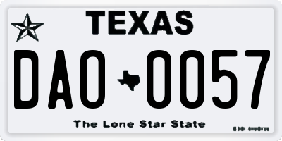 TX license plate DAO0057