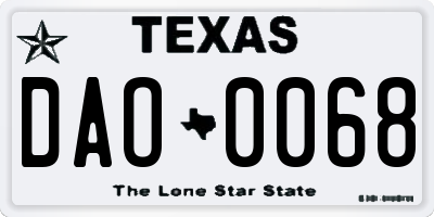 TX license plate DAO0068