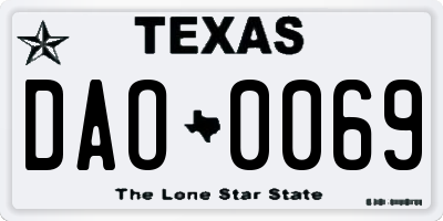 TX license plate DAO0069