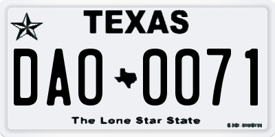 TX license plate DAO0071