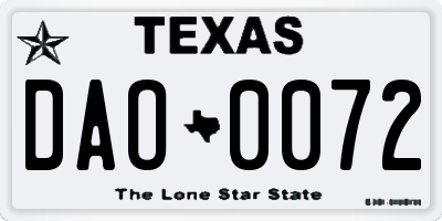TX license plate DAO0072