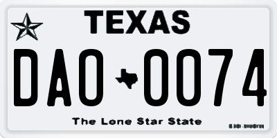 TX license plate DAO0074