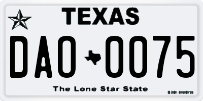 TX license plate DAO0075