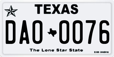 TX license plate DAO0076