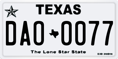 TX license plate DAO0077