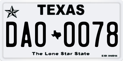 TX license plate DAO0078