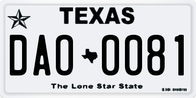 TX license plate DAO0081