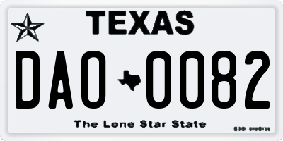 TX license plate DAO0082