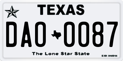TX license plate DAO0087
