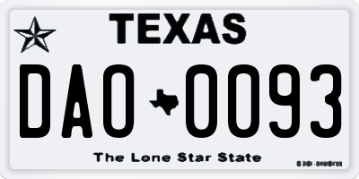 TX license plate DAO0093
