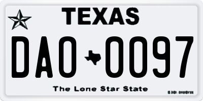 TX license plate DAO0097