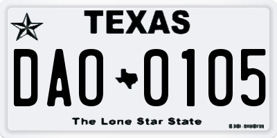 TX license plate DAO0105