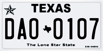 TX license plate DAO0107
