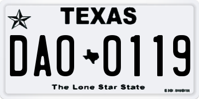 TX license plate DAO0119