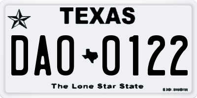 TX license plate DAO0122