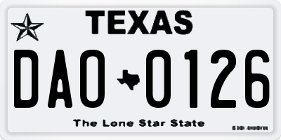 TX license plate DAO0126