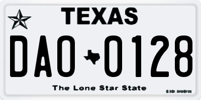 TX license plate DAO0128