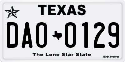 TX license plate DAO0129