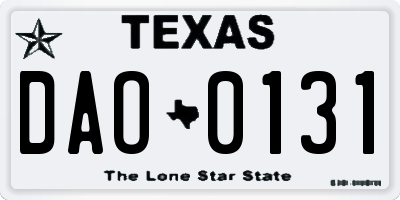 TX license plate DAO0131