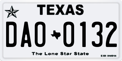 TX license plate DAO0132
