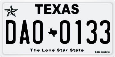TX license plate DAO0133