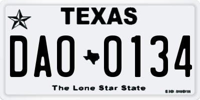 TX license plate DAO0134