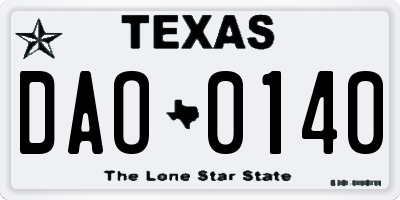TX license plate DAO0140