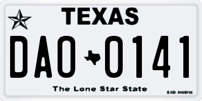 TX license plate DAO0141