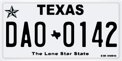 TX license plate DAO0142