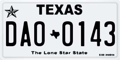 TX license plate DAO0143