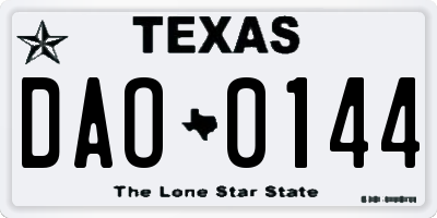 TX license plate DAO0144