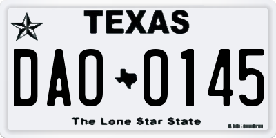 TX license plate DAO0145