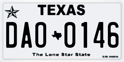 TX license plate DAO0146
