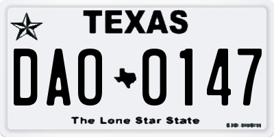 TX license plate DAO0147