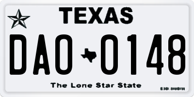 TX license plate DAO0148