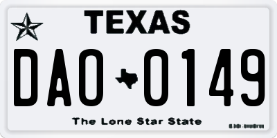 TX license plate DAO0149