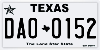 TX license plate DAO0152