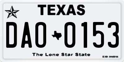 TX license plate DAO0153