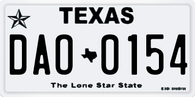 TX license plate DAO0154