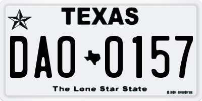 TX license plate DAO0157