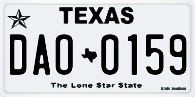 TX license plate DAO0159