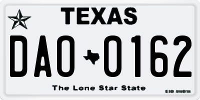 TX license plate DAO0162