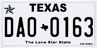 TX license plate DAO0163