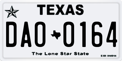 TX license plate DAO0164