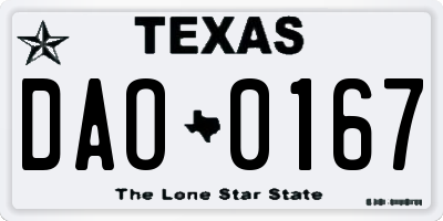 TX license plate DAO0167
