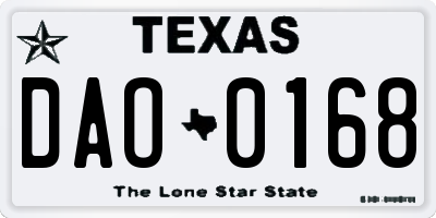 TX license plate DAO0168